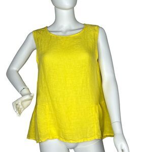 Francesca Bettini Womens Size S Linen Sleeveless Pullover Top Yellow